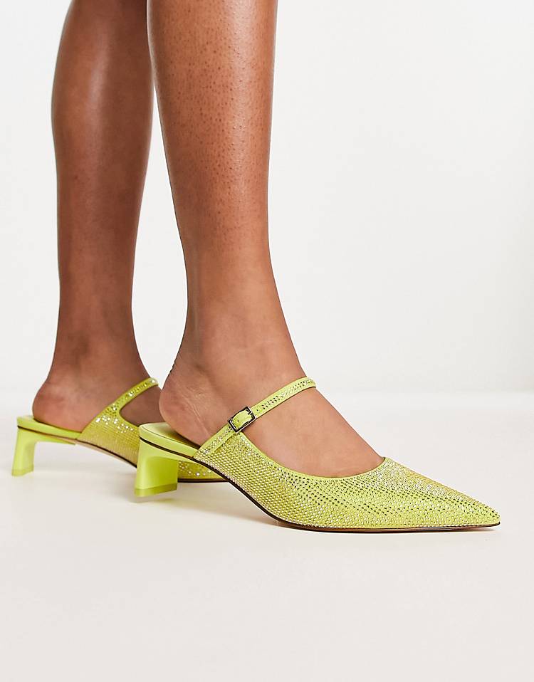 Charles & Keith embellished heeled shoes in lime